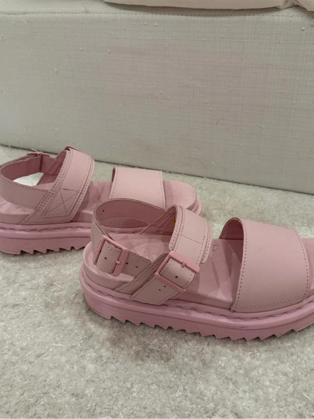 Dr. Martens Pink Platform Sandals with Buckle Straps